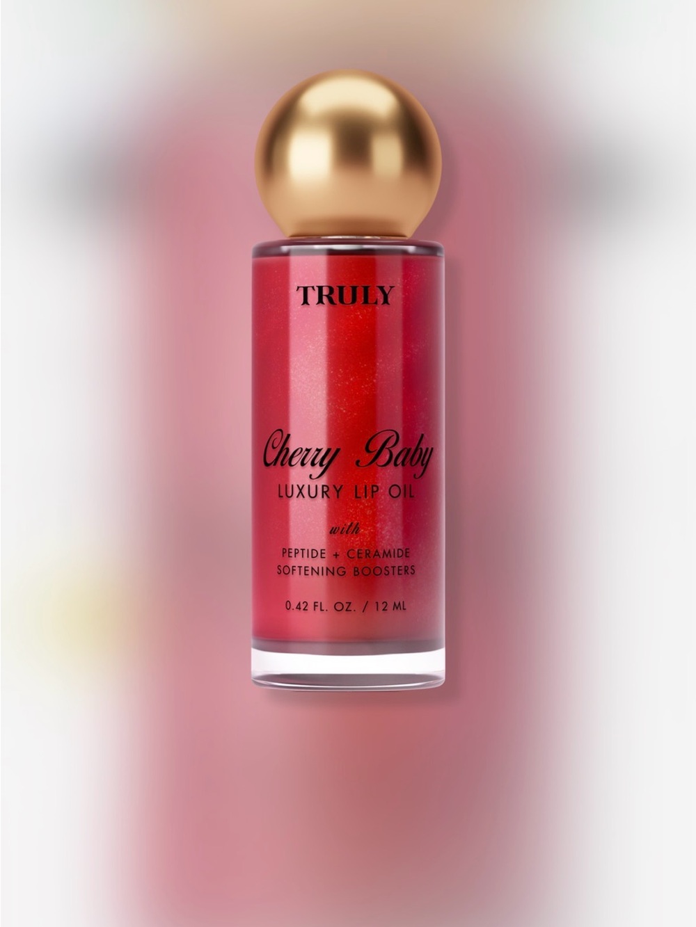 TRULY Cherry Baby Luxury Lip Oil - Cherry Red with Gold Cap